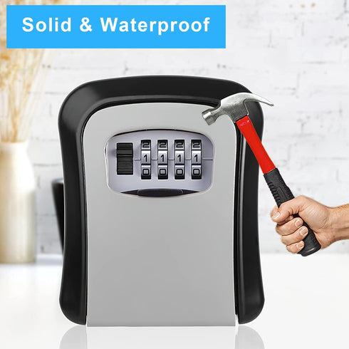 Key Lock Box, Resettable 4 Digit Combination Spare Key Safe Lock Box, Weatherproof Key Storage Security Lock Box Hide 5 Key, Wall Mounted Lock Box...